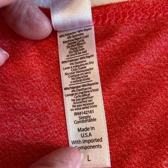 LuLaRoe Orange Heathered Long Sleeve High/Low Hem Large Tunic T-Shirt. - Picture 6 of 10